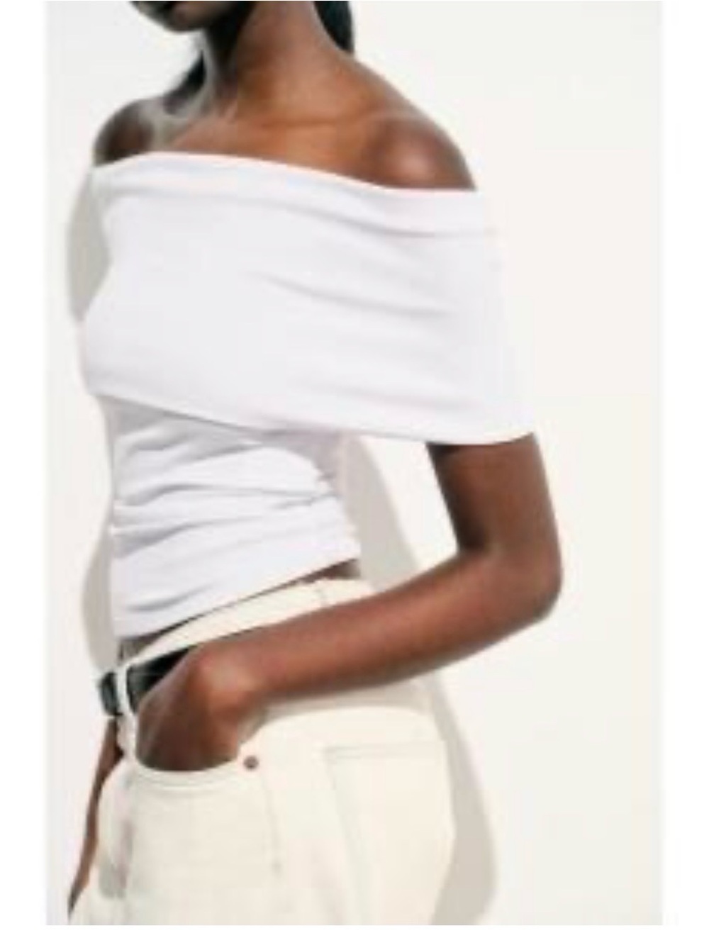 Zara White Off-Shoulder Crop Top